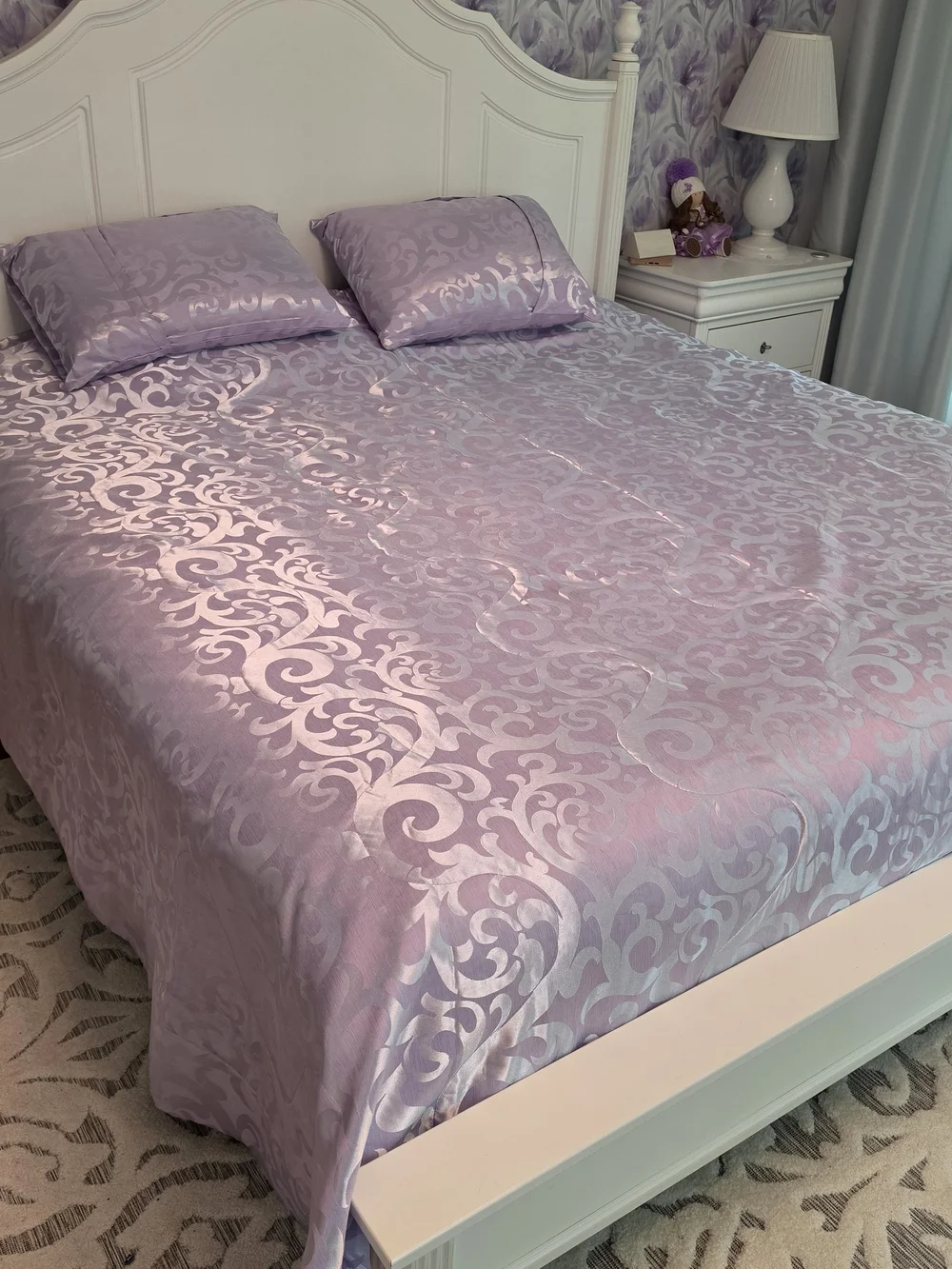 Lavender Decorative Damask Comforter Set - Unbranded